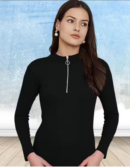 Round Zipper Neck Full Sleeves